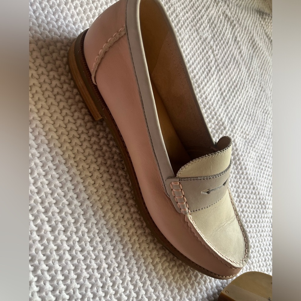 Sperry Two-Tone Cream and Brown Leather Penny Loafers - Picture 6 of 7